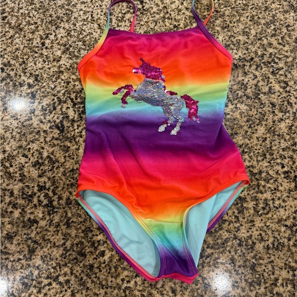 Cat & Jack Colorful Unicorn Swimsuit Size Medium 7/8 - Picture 1 of 4